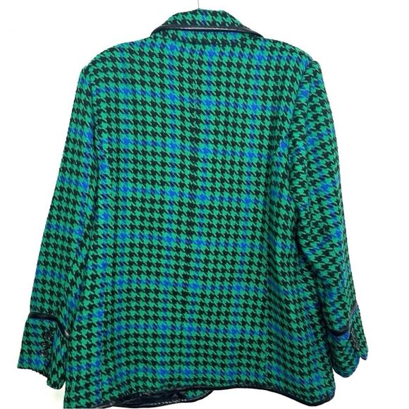 Anthropologie Avec Les Filles Houndstooth Leather Trim Blazer XL - Picture 12 of 13